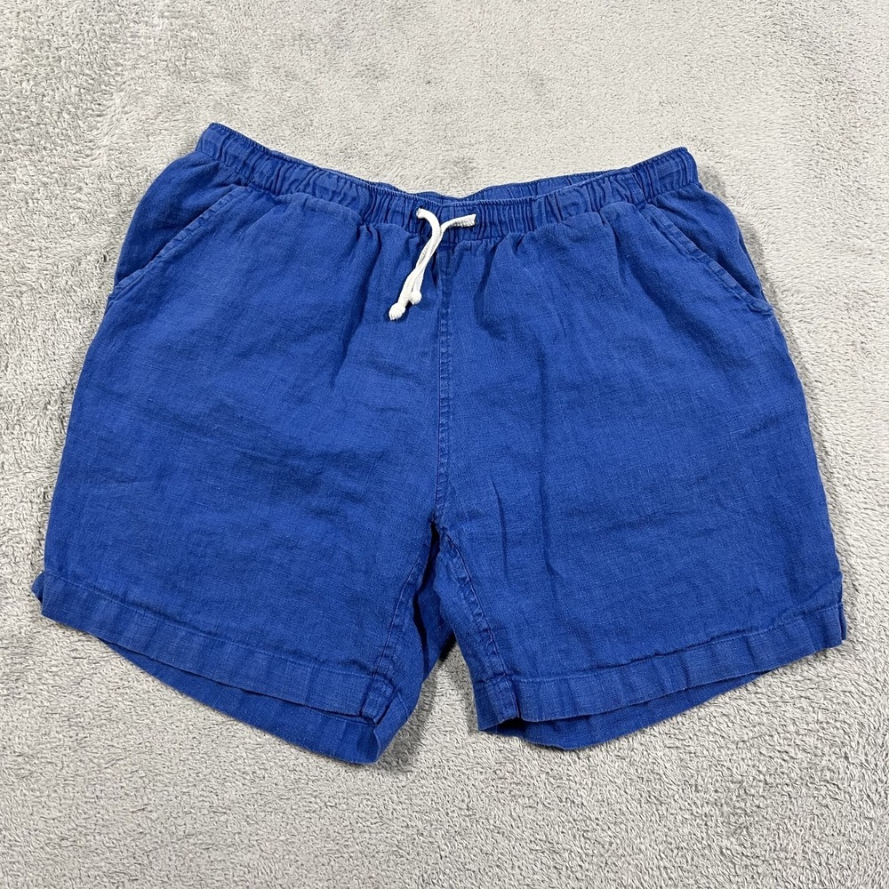 Alex Crane Linen Shorts Mens Large Blue